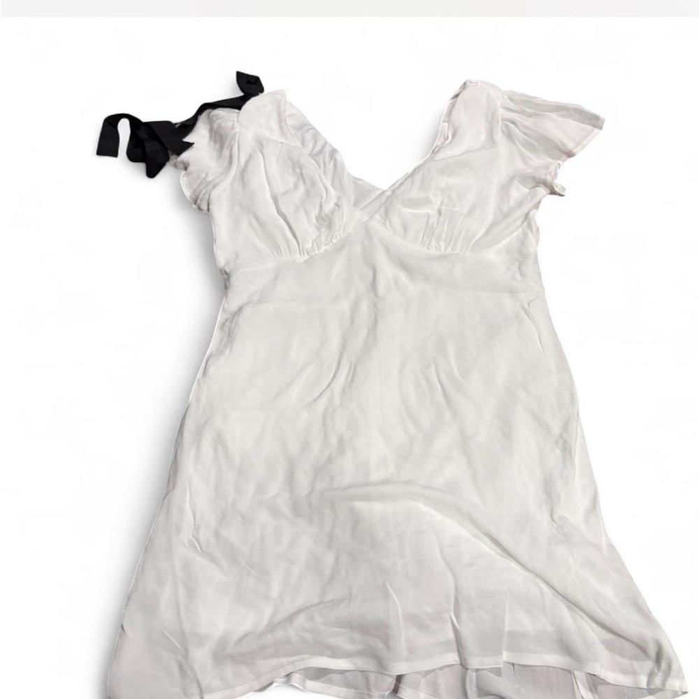 Wild Fable White Mini Dress with Black Bow